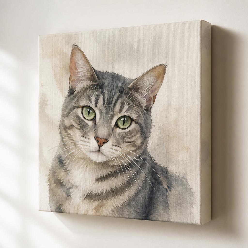 Personalized Pet Portrait Canvas | Custom Watercolor Art