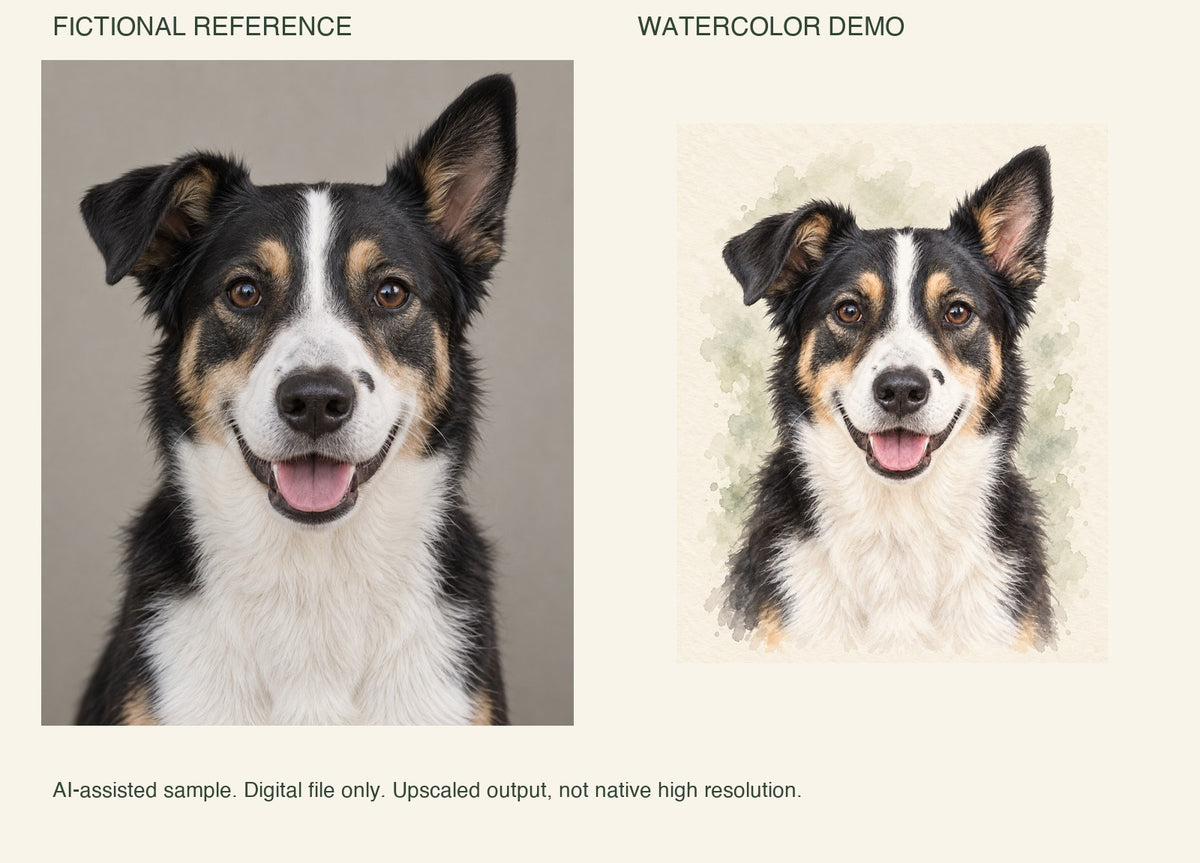 Custom Watercolor Pet Portrait - Digital File